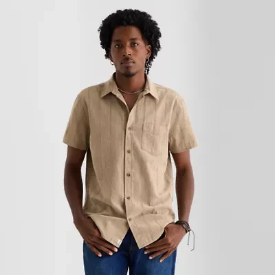 mutual weave Mens Short Sleeve Regular Fit Button-Down Shirt