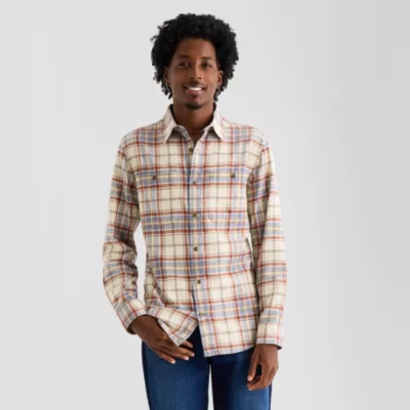 mutual weave Mens Long Sleeve Regular Fit Flannel Shirt