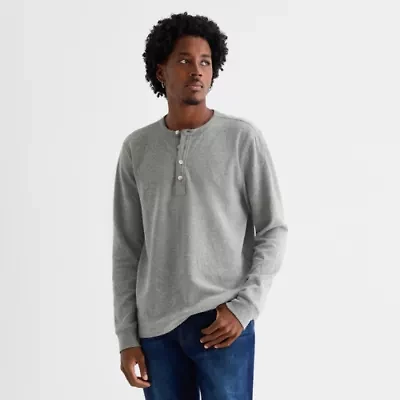 mutual weave Mens Long Sleeve Regular Fit Henley Shirt