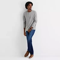 mutual weave Mens Long Sleeve Regular Fit Henley Shirt