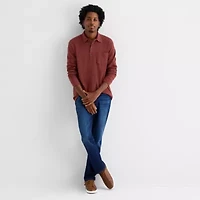 mutual weave Mens Regular Fit Long Sleeve Polo Shirt