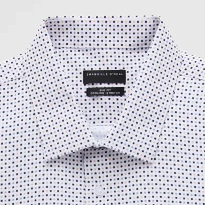 Shaquille O'Neal XLG Big And Tall Mens Regular Fit Easy Care Stretch Fabric Long Sleeve Dress Shirt