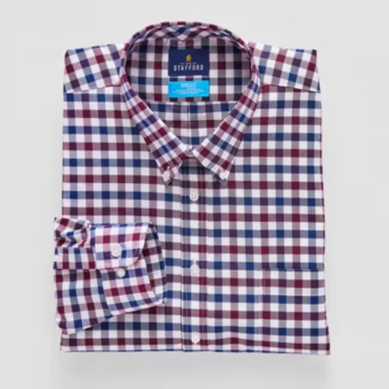 Stafford Big and Tall Coolmax All Season Oxford Mens Regular Fit Stretch Fabric Wrinkle Free Long Sleeve Dress Shirt