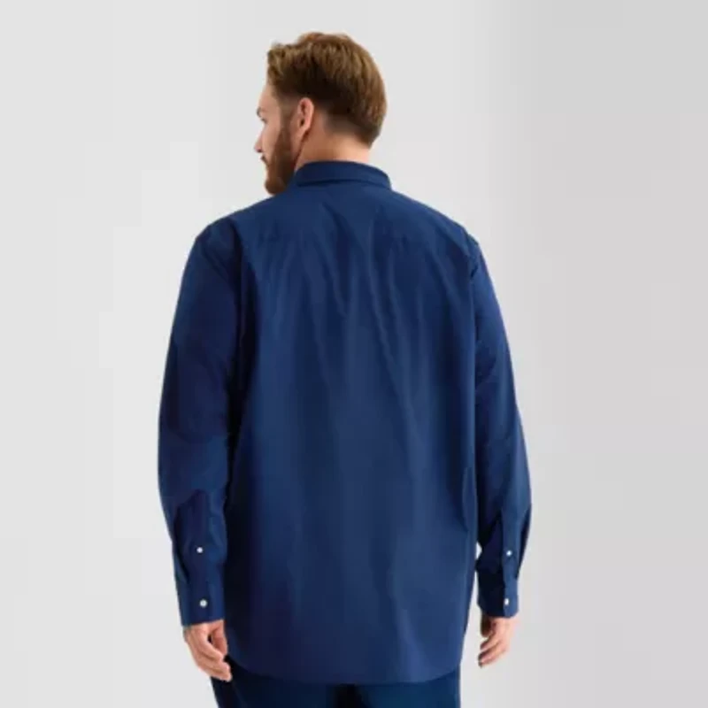 St. John's Bay Everyday Stretch Mens Long Sleeve Fitted Slim Fit Tall Button-Down Shirt