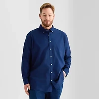 St. John's Bay Everyday Stretch Mens Long Sleeve Fitted Slim Fit Tall Button-Down Shirt