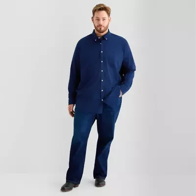 St. John's Bay Everyday Stretch Mens Long Sleeve Fitted Slim Fit Tall Button-Down Shirt