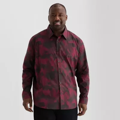 Shaquille O'Neal XLG™ Mens Long Sleeve Classic Fit Big and Tall Button-Down Shirt