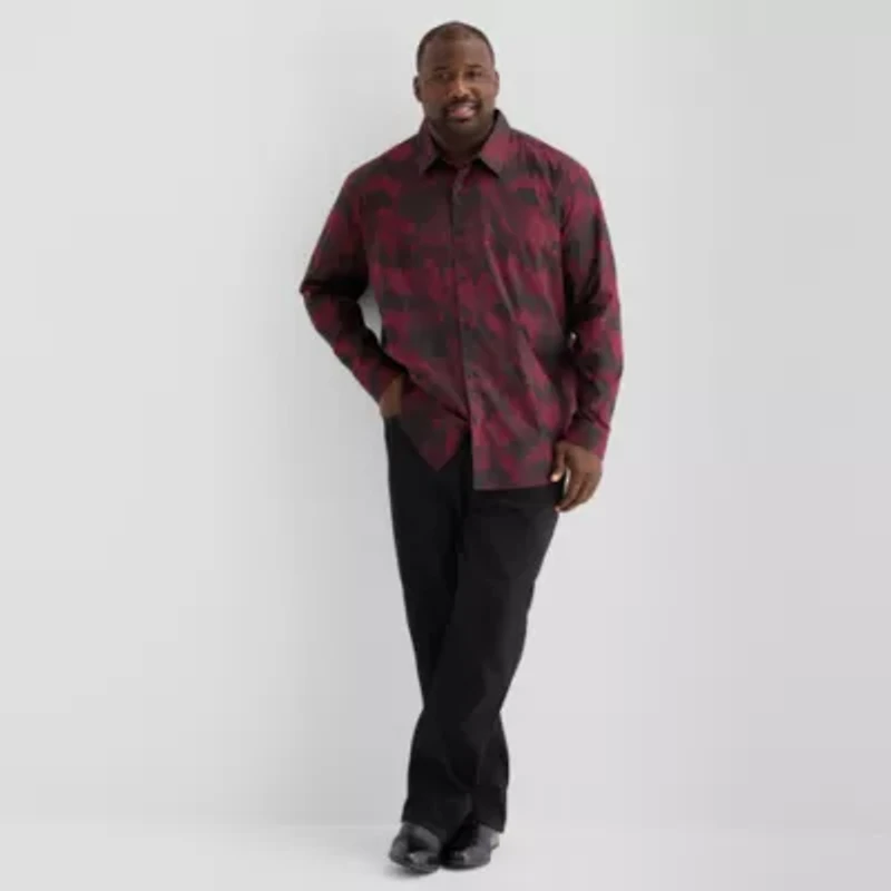 Shaquille O'Neal XLG™ Mens Long Sleeve Classic Fit Big and Tall Button-Down Shirt