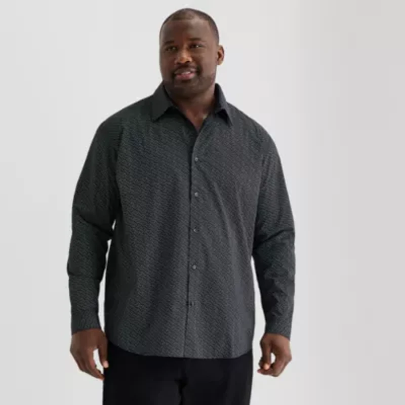 Shaquille O'Neal XLG Mens Long Sleeve Classic Fit Big and Tall Button-Down Shirt