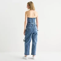 Forever 21 Womens Straight Neck Sleeveless Belted Juniors Jumpsuit