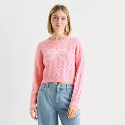 Forever 21 Juniors Womens Crew Neck Long Sleeve Cable Knit Pullover Sweater