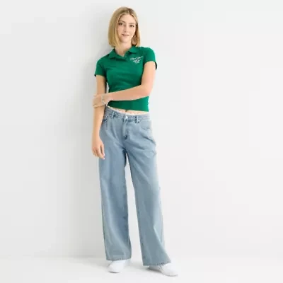 Forever 21-Juniors Womens Mid Rise Wide Leg Jean
