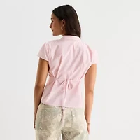 Forever 21 Womens Short Sleeve Juniors Wrap Shirt
