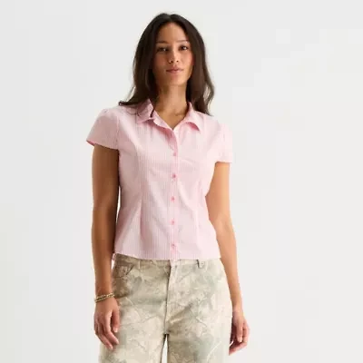 Forever 21 Womens Short Sleeve Juniors Wrap Shirt
