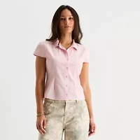 Forever 21 Womens Short Sleeve Juniors Wrap Shirt