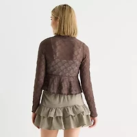 Forever 21 Womens Juniors Split Tie Neck Long Sleeve Wrap Shirt