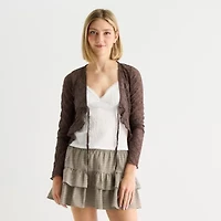 Forever 21 Womens Juniors Split Tie Neck Long Sleeve Wrap Shirt