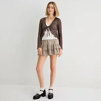 Forever 21 Womens Juniors Split Tie Neck Long Sleeve Wrap Shirt