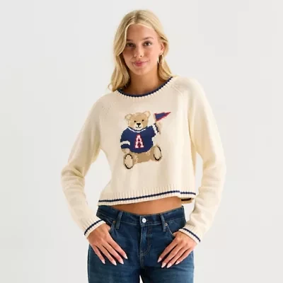 Arizona Juniors Womens Crew Neck Long Sleeve Pullover Sweater
