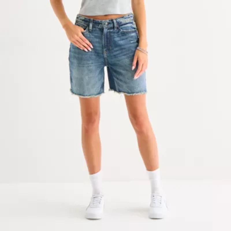 Arizona Womens Mid Rise Denim Short