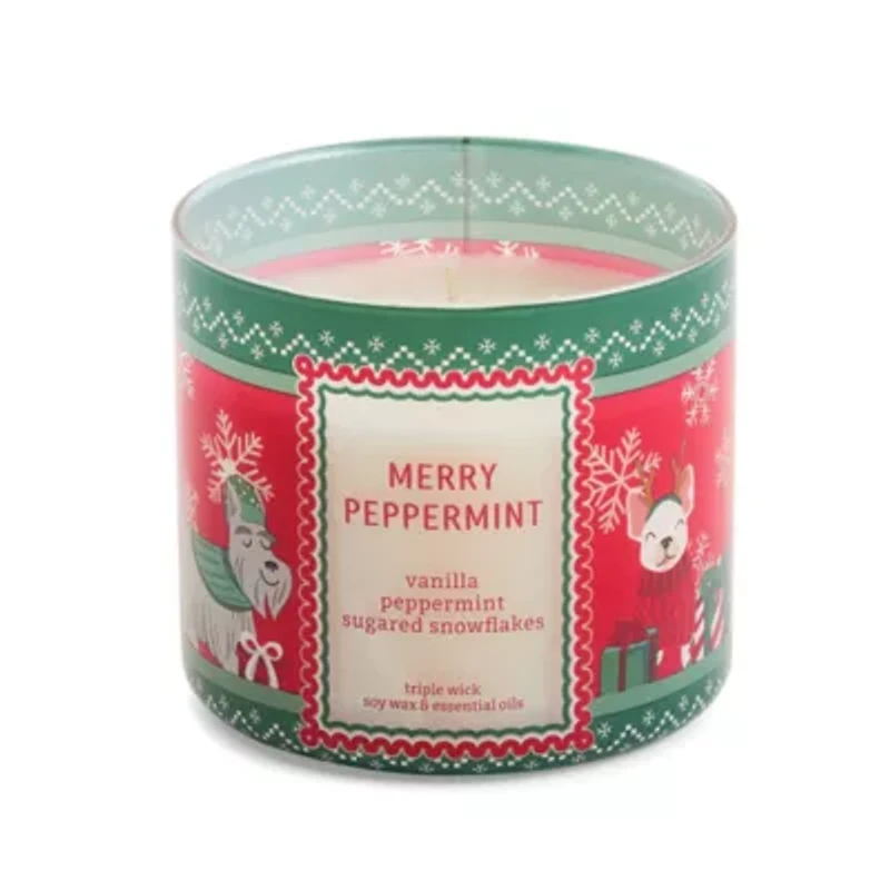 Distant Lands Merry Peppermint 3-Wick Scented Jar Candle