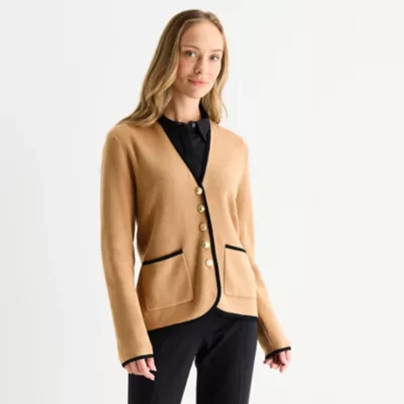 Liz Claiborne Womens Long Sleeve Button Cardigan