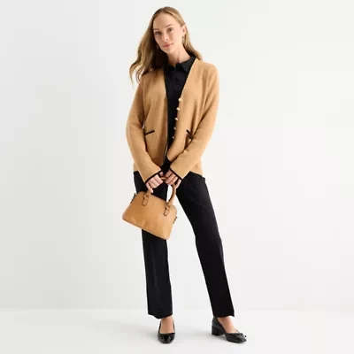 Liz Claiborne Womens V Neck Long Sleeve Button Cardigan