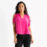 Bold Elements Womens V Neck Short Sleeve Blouse