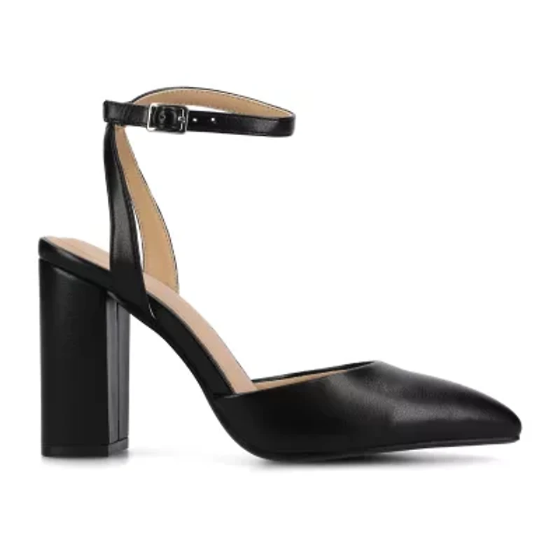 Journee Collection Tyyra Womens Pointed Closed Toe Block Heel Pumps