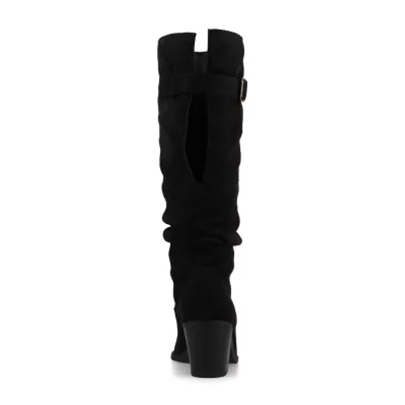 Journee Collection Womens Kaleah-Wc Wide Calf Stacked Heel Dress Boots Width