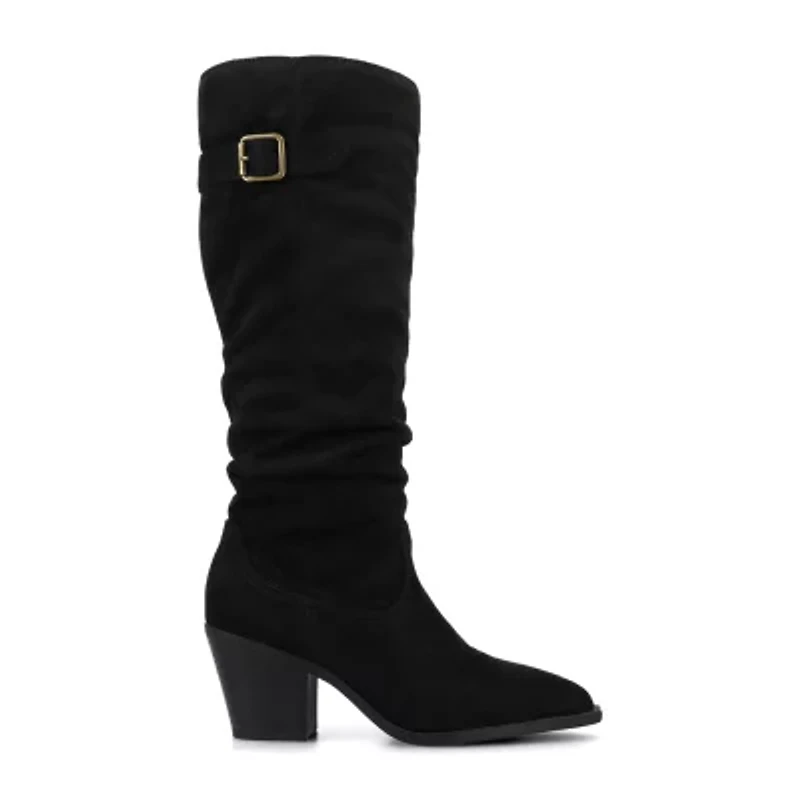 Journee Collection Womens Kaleah-Wc Wide Calf Stacked Heel Dress Boots Width