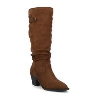 Journee Collection Womens Kaleah-Wc Wide Calf Stacked Heel Dress Boots Width