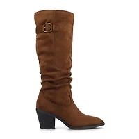 Journee Collection Womens Kaleah-Wc Wide Calf Stacked Heel Dress Boots Width