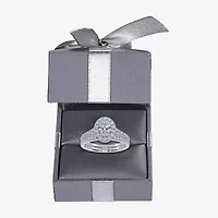 (G / Vs2-Si1) Womens 1 CT. T.W. Lab Grown White Diamond 10K Gold Oval Side Stone Halo Bridal Set