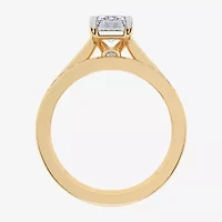 (G / Vs2-Si1) Womens 1 1/2 CT. T.W. Lab Grown White Diamond 10K Gold Rectangular Side Stone Bridal Set