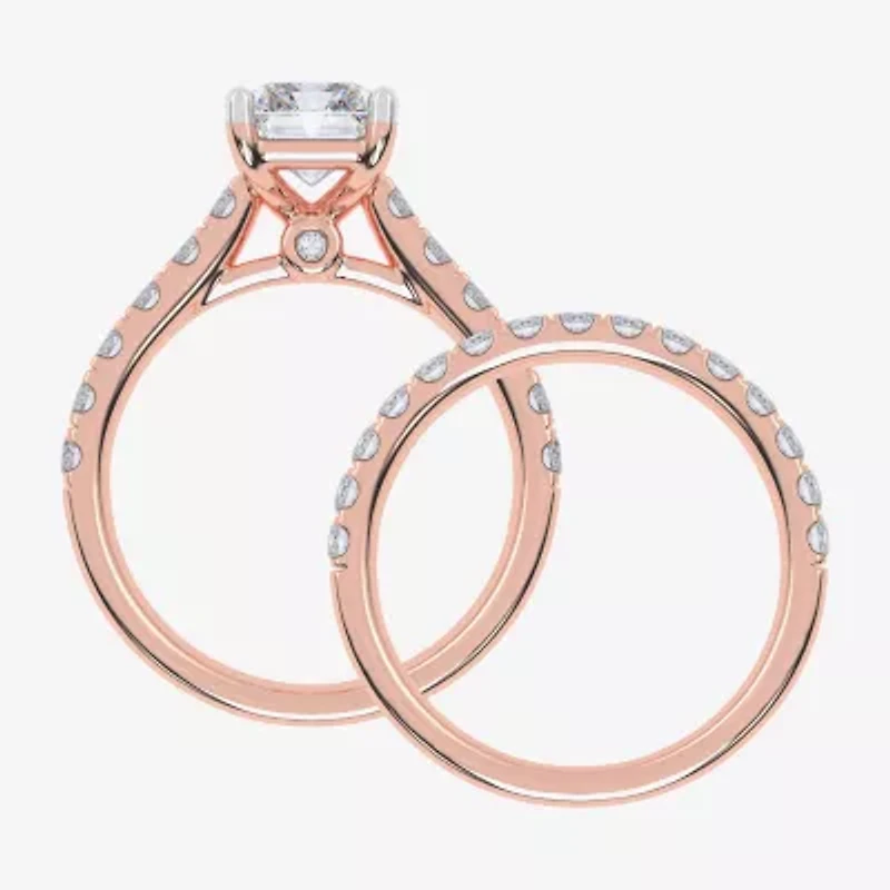 (G-H / Vs2-Si1) Womens 2 1/2 CT. T.W. Lab Grown White Diamond 14K Gold Side Stone Bridal Set