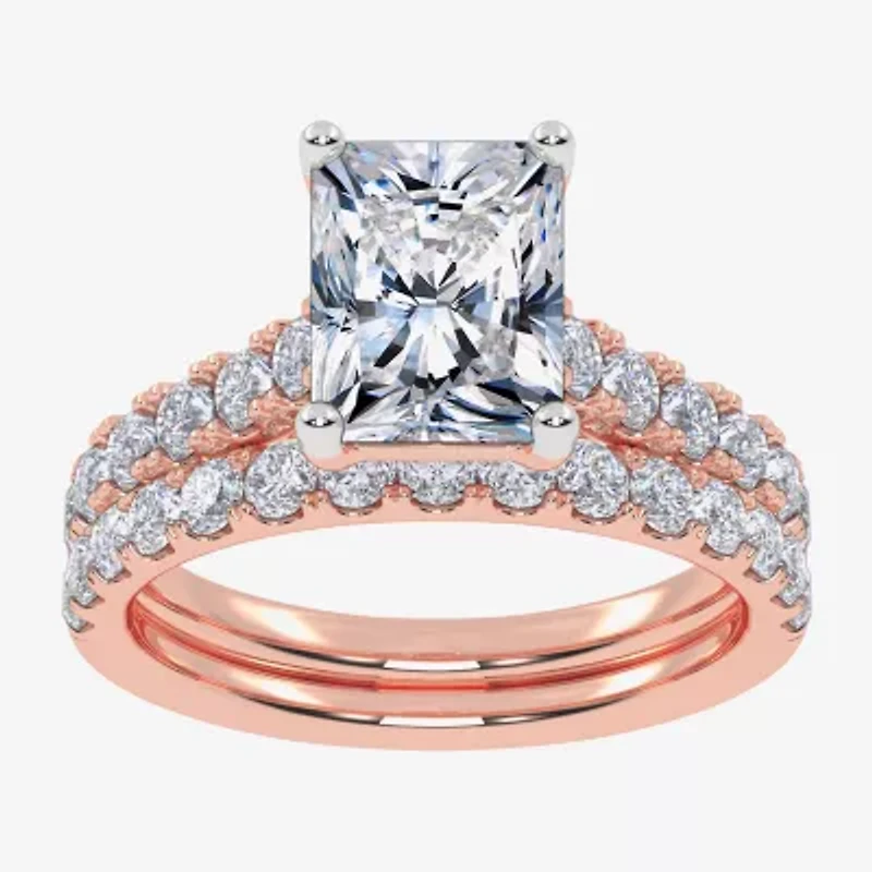 (G-H / Vs2-Si1) Womens 2 1/2 CT. T.W. Lab Grown White Diamond 14K Gold Side Stone Bridal Set