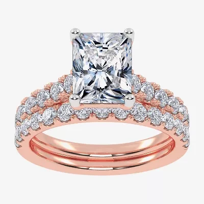 (G-H / Vs2-Si1) Womens 3 CT. T.W. Lab Grown White Diamond 14K Gold Side Stone Bridal Set