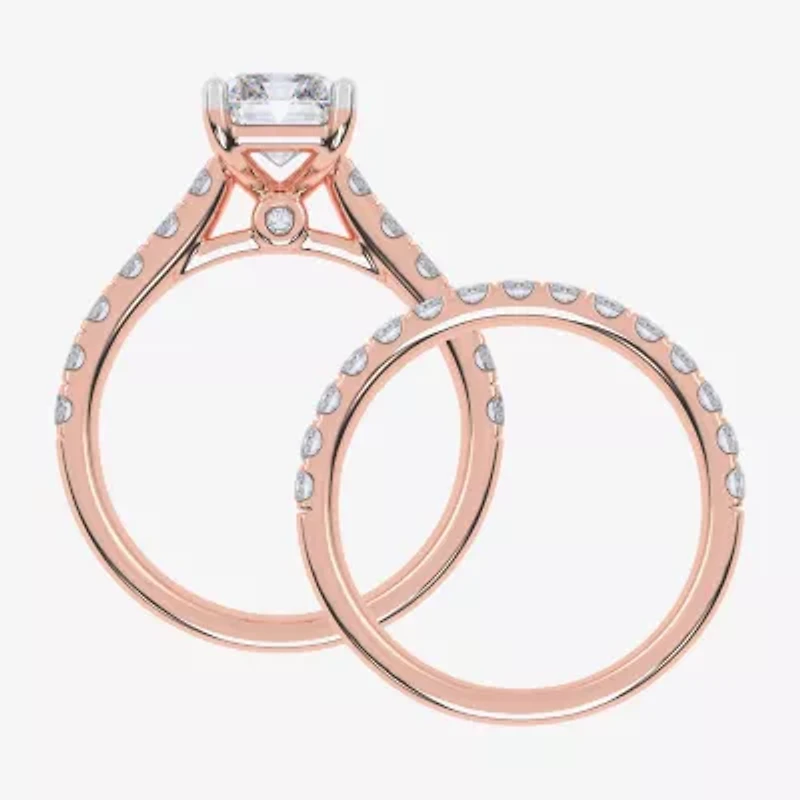 (G-H / Vs2-Si1) Womens 4 CT. T.W. Lab Grown White Diamond 14K Gold Side Stone Bridal Set