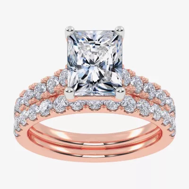 (G-H / Vs2-Si1) Womens 4 CT. T.W. Lab Grown White Diamond 14K Gold Side Stone Bridal Set