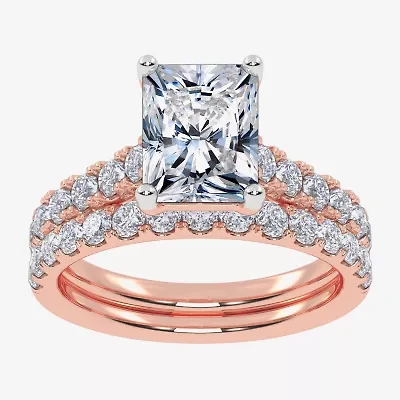(G-H / Vs2-Si1) Womens 4 CT. T.W. Lab Grown White Diamond 14K Gold Side Stone Bridal Set