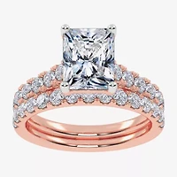 (G-H / Vs2-Si1) Womens 4 CT. T.W. Lab Grown White Diamond 14K Gold Side Stone Bridal Set