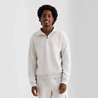 Xersion Cotton Fleece Mens Mock Neck Long Sleeve Active Quarter-Zip Pullover