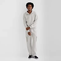 Xersion Cotton Fleece Mens Mock Neck Long Sleeve Active Quarter-Zip Pullover