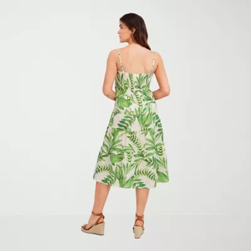 London Times Womens Sleeveless Floral Fit + Flare Dress