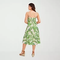 London Times Womens Sleeveless Floral Fit + Flare Dress