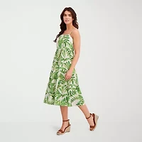 London Times Womens Sleeveless Floral Fit + Flare Dress