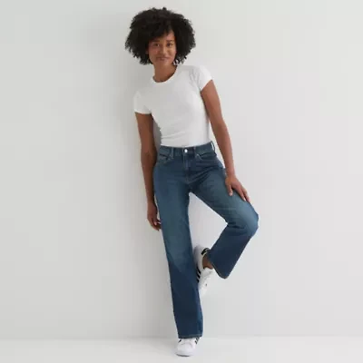 Arizona Juniors Short Womens High Rise Straight Leg Jean