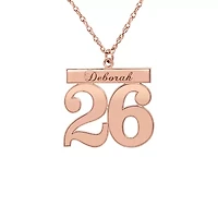 Personalized Womens Sterling Silver Name and Player Number Pendant Necklace