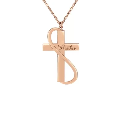 Personalized Womens Sterling Silver Cross Name Pendant Necklace
